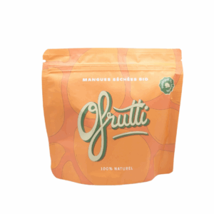 Un sachet de mangues séchées bio de 100g.