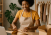 Jeune femme emballant des articles vendus sur Effi-market.com