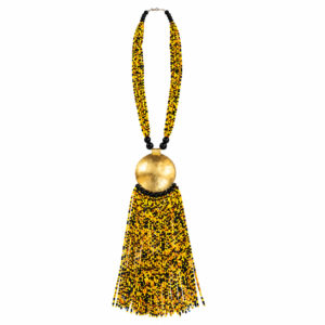 Bijou en perles jaunes et bronze – Élégance artisanale unique